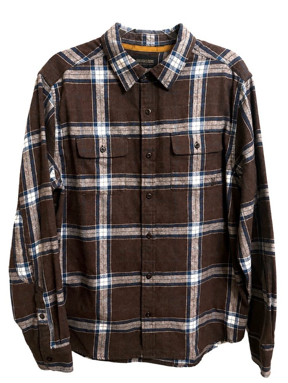 Brothers and Sons Brown/Blue Plaid Flannel Shirt
